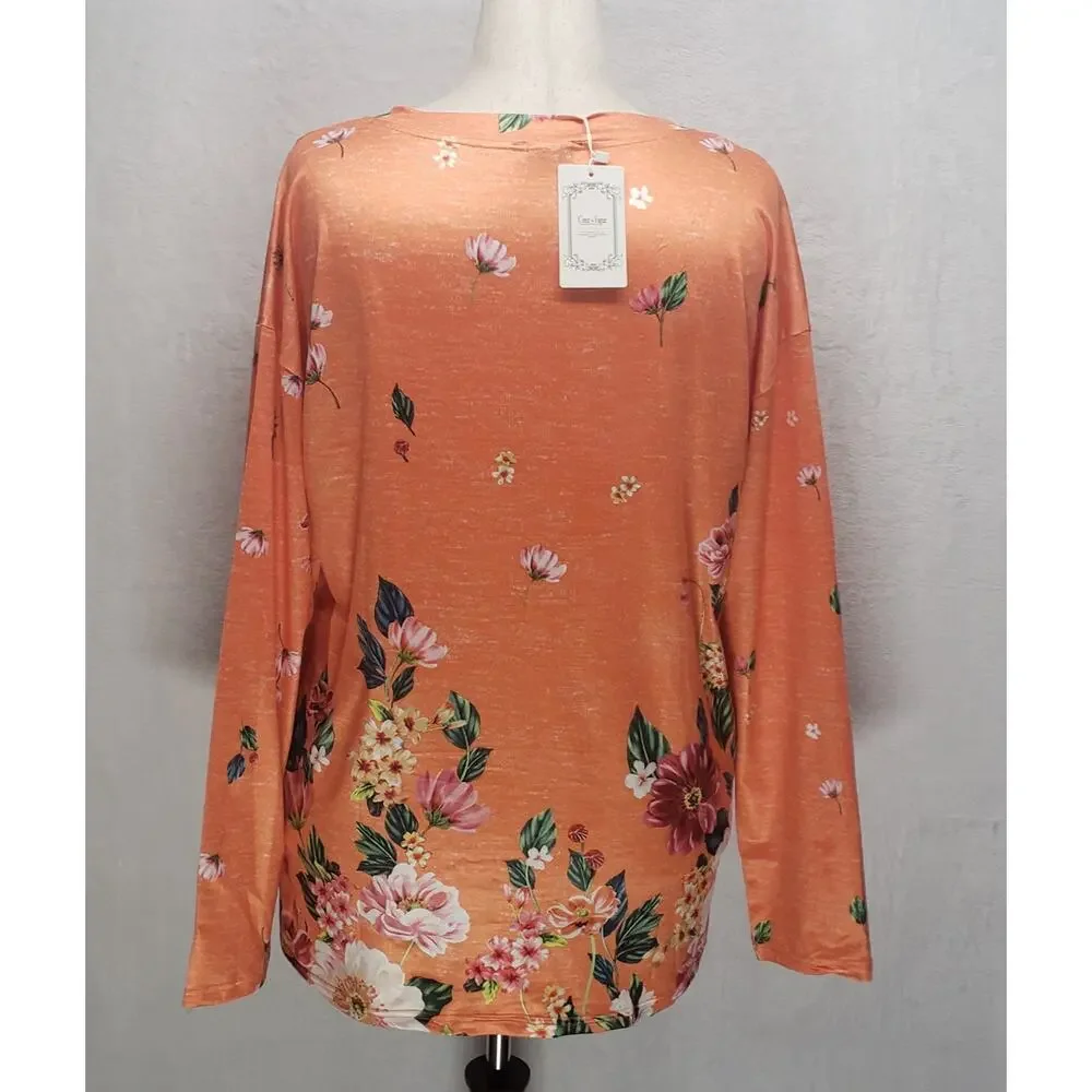 NWT Coeur De Vague Floral Tunic Top XL Coastal Grandma Boho